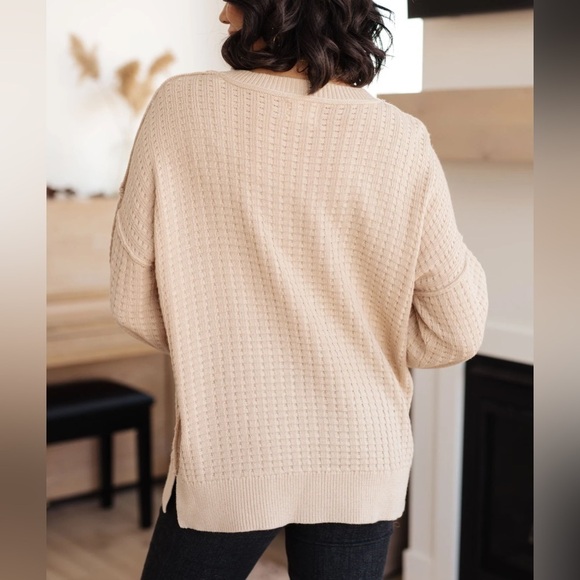 Textured Oversized Sweater in Cream - Picture 9 of 9